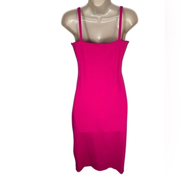 Susana Monaco Bright Pink Square Neck Slimming Bodycon Dress - Picture 3 of 7